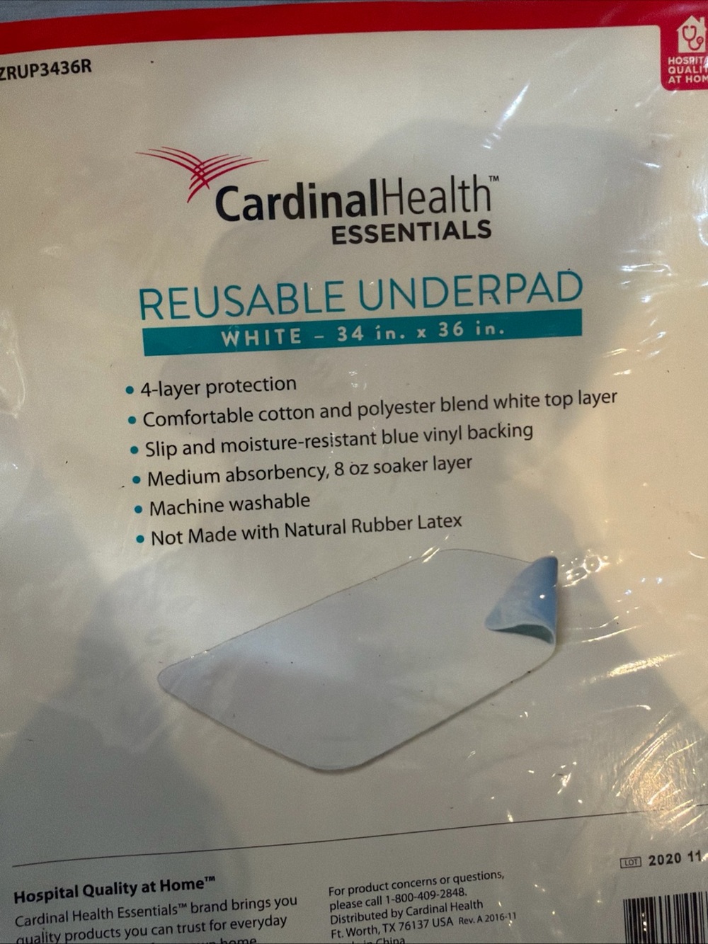 Cardinal Health Essentials Reusable Underpad XL 34” x 36”